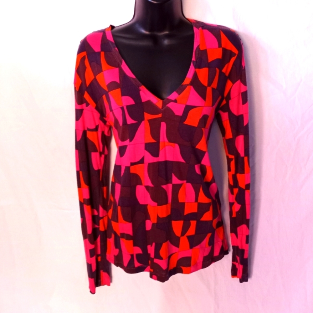 M MISSONI Vneckline Long Sleeve Top, Size Small
